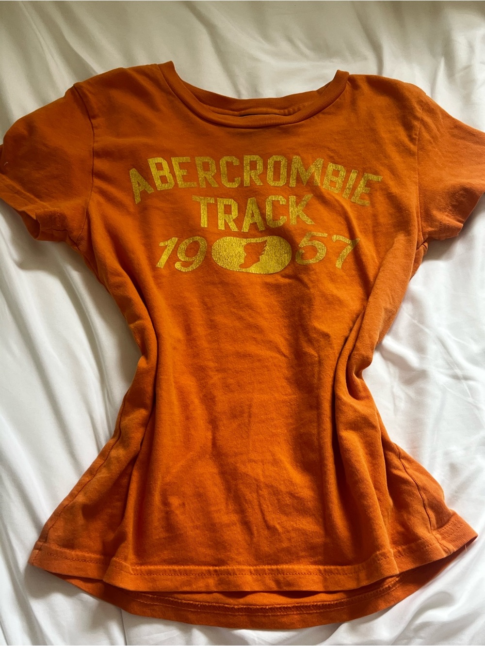 Abercrombie & Fitch Orange Short Sleeve Track Graphic Tee 2000’s